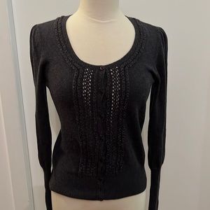 Halogen gray pointelle cardigan sz small